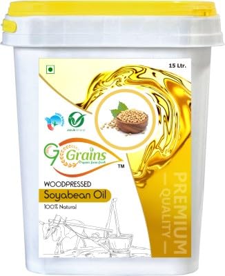 G7 Grains Organic Cold Pressed/Wood Pressed Oil | Ghani Oil/Tel (Soyabean Oil, 15 Litre)