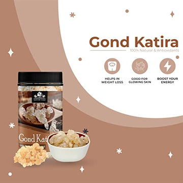 Nature Yard Gond Katira Pure Organic (Edible Gum) Tragacanth Crystals - 250 Gm - 100% Natural Superfood With Cooling Properties