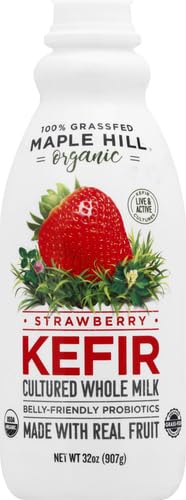 Maple Hill Creamery, 100% Grass Fed Organic Kefir, Strawberry, 32 oz