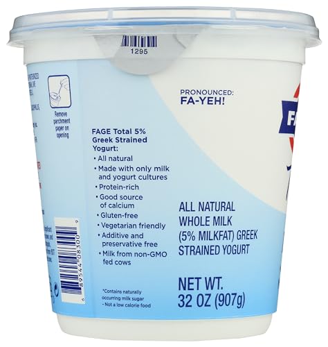 FAGE Total Greek Yogurt, 5% Whole Milk, Plain, 32 oz