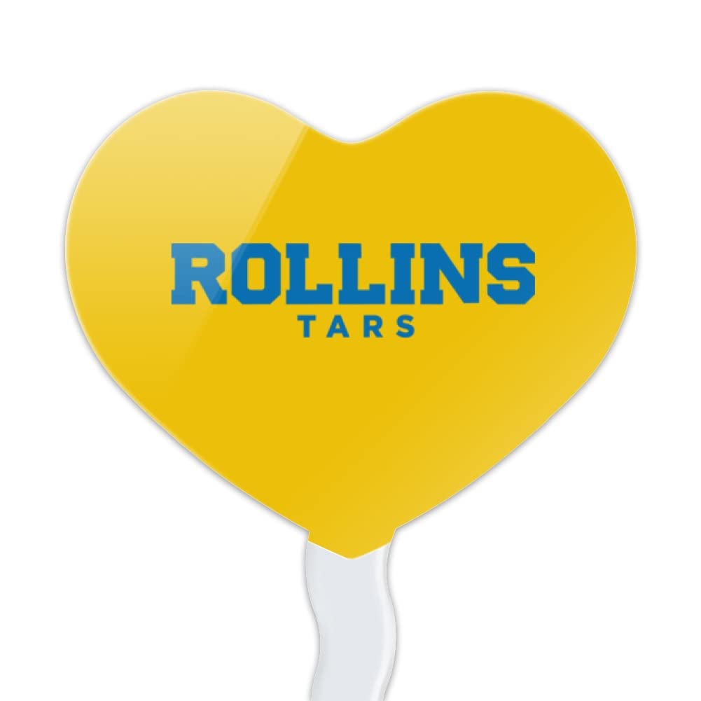 GRAPHICS & MORE Cupcake Picks Set of 6, Acrylic, Rollins College Heart Logo Toppers