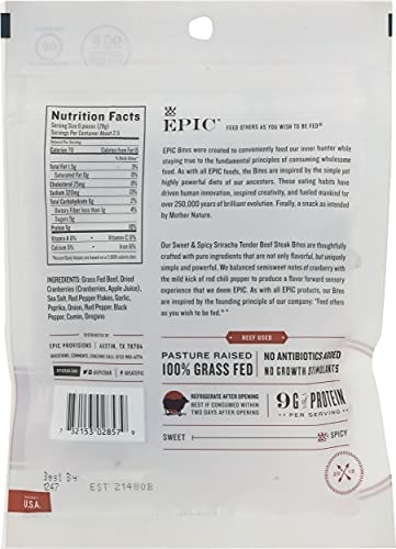 Epic Sriracha Beef Bites, Grass-Fed, Whole30, 2.5Oz