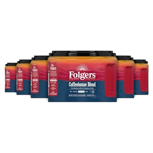Folgers Coffeehouse Blend Medium Dark Roast Ground Coffee, 22.6 Ounces (Pack Of 6)