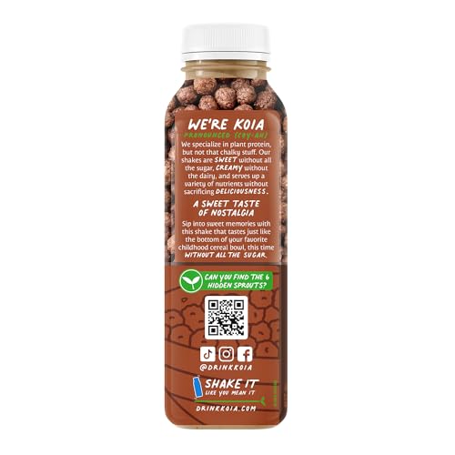 Koia Protein - Ready To Drink Plant Protein Shake (12 Fl Oz) - Cocoa Cereal - Dairy Free, Gluten Free, Soy Free, Non GMO, Kosher