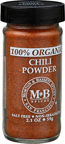 Morton & Bassett 100% Organic Chili Powder | Robust Blend for Tacos  Chili & Tex-Mex Dishes | Gluten Free  Salt Free  Non-GMO | 2.1 oz Jar