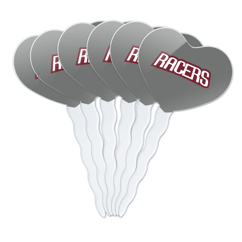 GRAPHICS & MORE Cupcake Picks Set of 6, Acrylic, University of Northwestern Ohio Secondary Logo, Heart Love Design