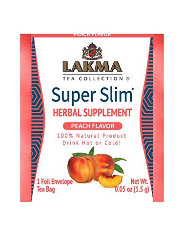 HYLEYS Tea Lakma Wellness Super Slim Tea - Peach Flavor, 25 Tea Bags, GMO Free, Gluten Free, Sugar Free, 100% Natural, Decaf