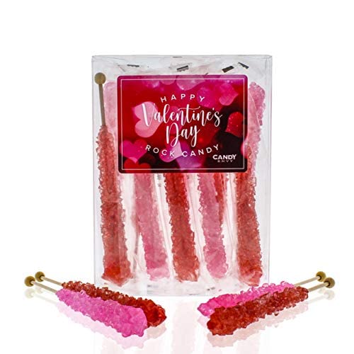 Valentine'S Day Rock Candy Crystal Sticks - 10 Indiv. Wrapped - Red & Pink