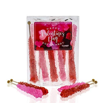 Valentine'S Day Rock Candy Crystal Sticks - 10 Indiv. Wrapped - Red & Pink
