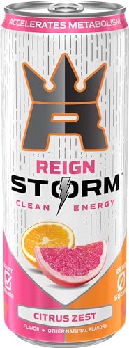 REIGN Storm Fitness Energy Drink, Citrus Zest Flavor, 12 Fl Oz, Pack of 12
