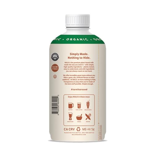 MALK Organic Vanilla Oat Milk 28 fl oz - Non GMO  Gluten Free  Dairy Free  Plant Based  Vegan