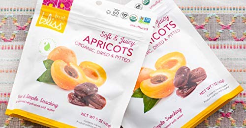 Fruit Bliss Organic Unsulfured Turkish Apricots Dried Fruit Snacks, 2 Pack (5 oz. each), Non-GMO, Gluten-Free, Healthy On-the-Go Snacks