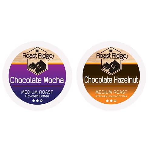 Roast Ridge Single Serve Coffee Pods, Medium Roast Variety Pack, 100 Count (50 Chocolate Mocha, 50 Chocolate Hazelnut)