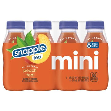 Snapple Peach Tea, 8 fl oz recycled plastic bottle, 8 pack
