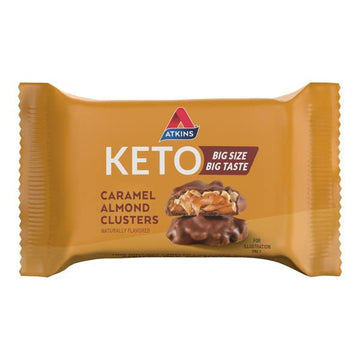 Atkins Caramel Almond Clusters, Gluten Free, High Fiber, 1g Sugar, 2g Net Carb, 20 Count, Keto Friendly