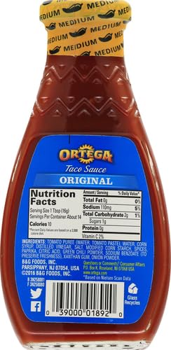 Ortega Original Taco Sauce, Medium, 8 Ounce