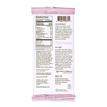 Chuao Chocolatier Sprinkle Dreams Milk Chocolate Bars | Gourmet Waffle Cone No Preservatives | For Gift Baskets, Thank You, Care Package | 3 Pack