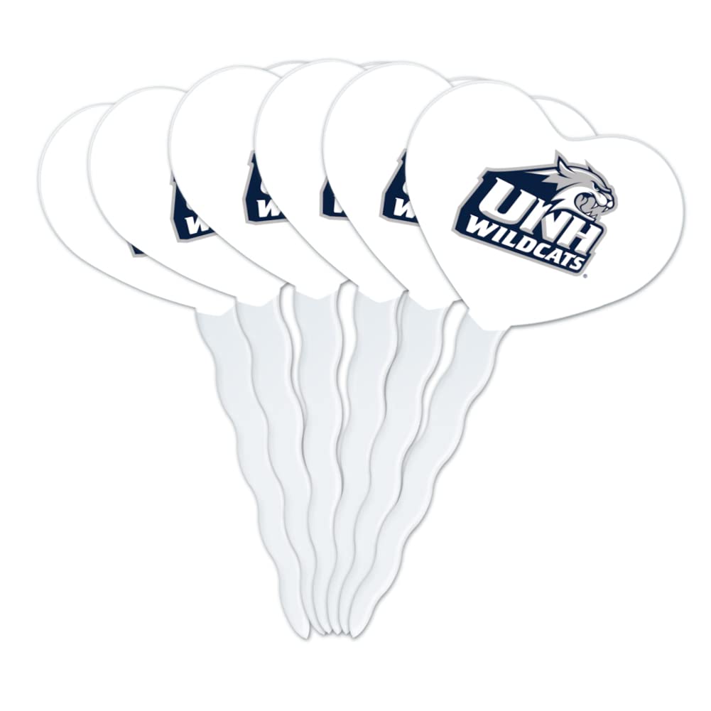 GRAPHICS & MORE Cupcake Toppers Set of 6, Acrylic Heart Decoration Picks, One Size, University of New Hampshire
