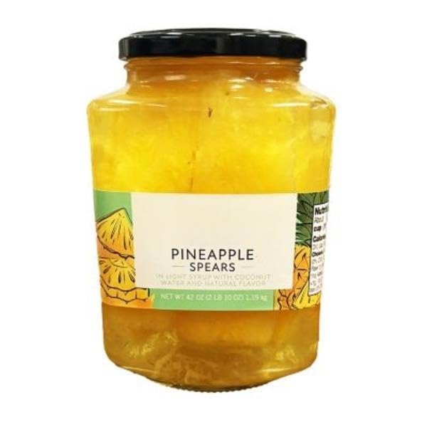 Pineapple Spears In Light Syrup With Coconut Water, Pineapples are nutrient-dense and make a great snack, One jar contains nine 