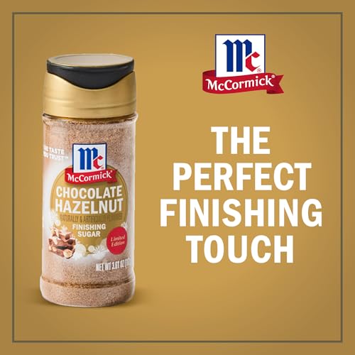McCormick Finishing Sugar  Chocolate Hazelnut  Limited Edition  Rich Cocoa and Roasted Hazelnut Notes  For Cookies  Ice Cream  Dessert  Beverages  and More  3.61 oz