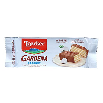 Loacker Coconut Cream Wafer Snack Bars, Milk Chocolate Coated, 1.34 Oz, Pack of 25 Individually Wrapped Snacks