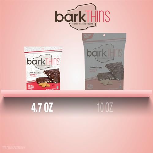Barkthins Dark Chocolate, Almond And Sea Salt Snacking Chocolate Bags, 4.7 Oz (6 Count)