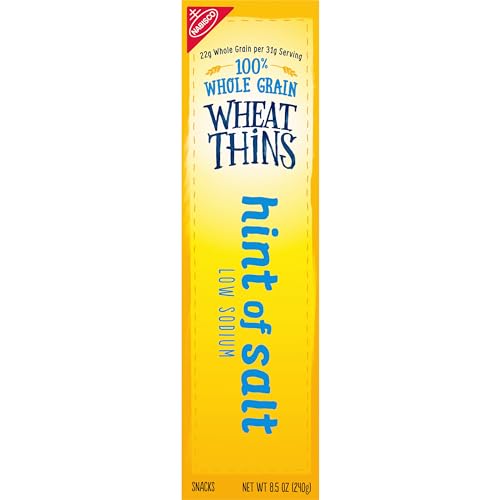 Wheat Thins Hint of Salt Low Sodium Snacks, Whole Grain Wheat Crackers, Bulk Snack Crackers, 6 - 8.5 oz Boxes