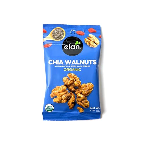 Elan Organic Chia Walnuts Grab & Go, Individually Packaged, 36 g (Pack of 20), On the Go Snack, Non-GMO, Vegan, Gluten-Free, Hea