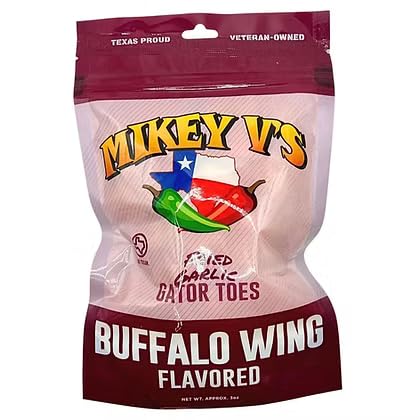 Mikey Vs Buffalo Wings Gator Toes, Deep Fried Garlic Snacks, 3.9oz, Pack of 1