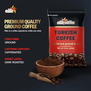 Elite Turkish Ground Roasted Coffee Bag, 3.5000-Ounces (Pack Of 10)