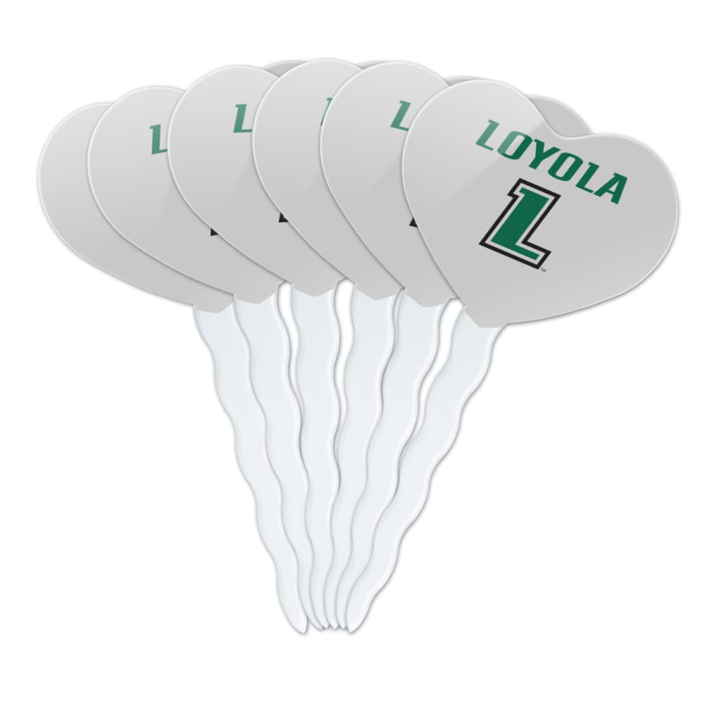GRAPHICS & MORE Cupcake Picks Set of 6 - Loyola University Maryland Heart Love - Acrylic