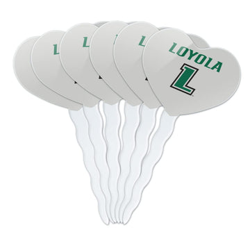 GRAPHICS & MORE Cupcake Picks Set of 6 - Loyola University Maryland Heart Love - Acrylic