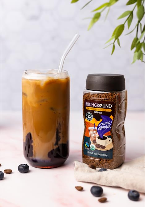 Highground Organic Regular Instant Coffee, Vegan, 3.53 Ounces (Pack Of 6)