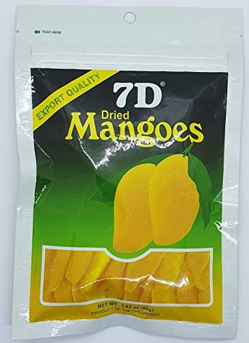 7D Dried Mangoes, Naturally Delicious, Tree Ripened, 2.82 oz (Pack of 2)