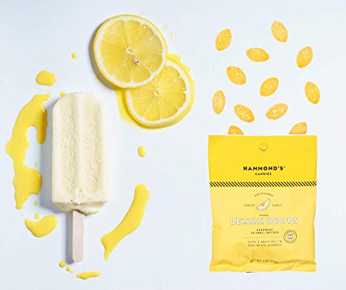 H nds Candies Old Fashioned Lemon Drops, 4 Ounce Bags, Handmade, Yellow, 4 Pack