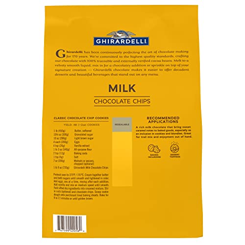 Ghirardelli Chocolate Company Milk Chocolate Chips 800 per lb, 5lb. Bag (Pack of 1)