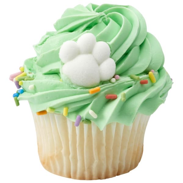 White Animal, Dog Or Cat Paw Edible Sugar Cake Toppers, 24 Count