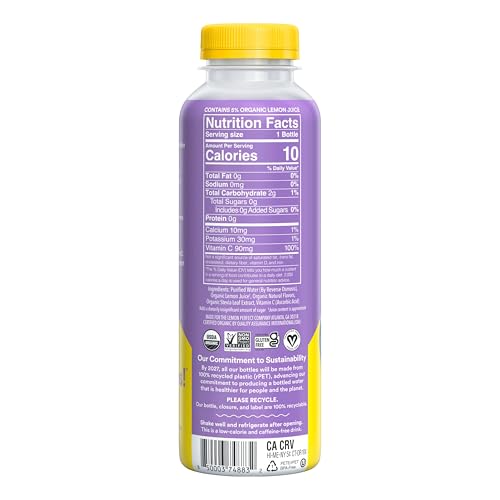 Lemon Perfect Blueberry, Hydrating Flavored Lemon Water, Zero Sugar, Delicious and Refreshing, Organic, 15.2 fl oz Bottle