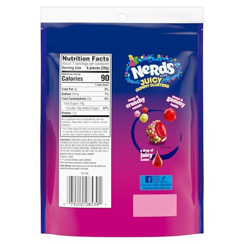 NERDS Juicy Gummy Clusters  Strawberry Punch  Juicy and Gummy Candy  1 Stand Up Bag  for Snacking and Sharing  7.15 oz