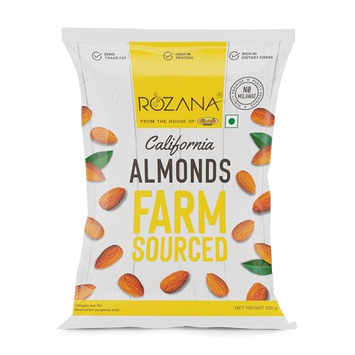 Tulsi Rozana California Almonds 500G | Whole Almond | Rich In Protein | High In Fiber | Good For Health | Loaded With Antioxidants | Nuts & Dry Fruits| Rozana Badam Giri | Healthy Nuts