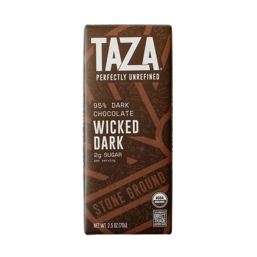 Taza Chocolate Organic Amaze Bar 95% Dark, Vegan, 6 Count (2.5 oz each)