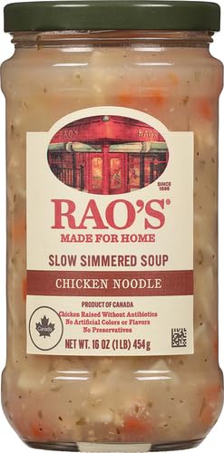 Raos Homemade Chicken Noodle Soup, 16oz, Real Vegetables, Traditional Italian Heat and Serve Soup