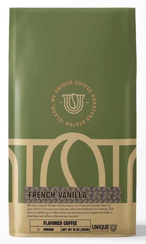 Gourmet French Vanilla Flavored Ground Coffee, 1 Lb (16 Oz) Bag, Medium Roast, 100% Arabica Enhanced Quality Flavor