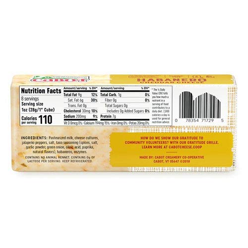 Cabot Bar Habanero Cheese, 8 oz