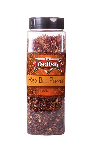 Dehydrated Dried Red Bell Pepper by It's Delish - 9 oz Convenient Large Jar- Sealed to Maintain Freshness - Chopped & Dried Vege