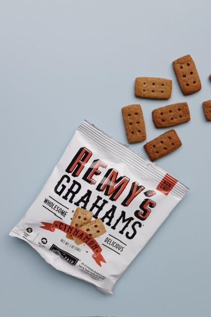 Safe + Fair Remys Cinnamon Grahams 24ct - Wholesome Healthy Snacks - Bite-Sized Whole Grain Treats - Single-Serve Pouches for S
