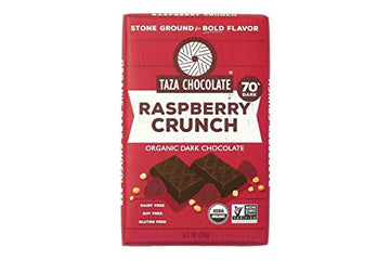 Taza Chocolate Organic Amaze Bar 60% Stone Ground, Raspberry Crunch, 2.5 Ounce (1 Count), Vegan
