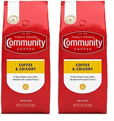 Community Coffee Coffee & Chicory Blend 32 Ounces, Medium Dark Roast Ground Coffee, 32 Ounce Bag (Pack of 2)