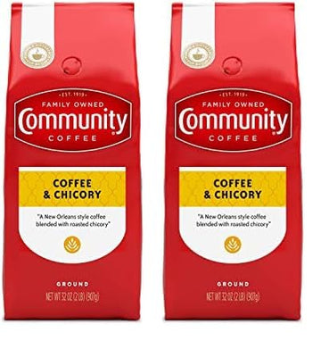 Community Coffee Coffee & Chicory Blend 32 Ounces, Medium Dark Roast Ground Coffee, 32 Ounce Bag (Pack of 2)
