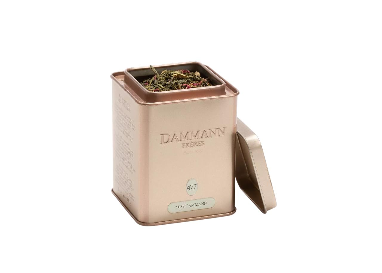 Dammann Freres Loose Leaf  Miss Dammann  enhanced French Gourmet Green Tea  Blend Ginger  Passion Fruit  Lime Flavors  3.52 Ounce Tin